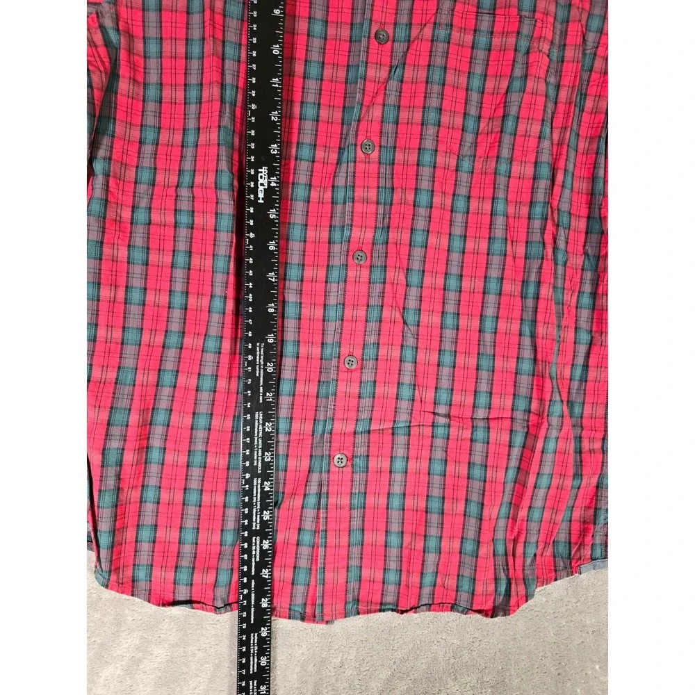 Banana Republic Shirt Mens Medium 15 - 15.5 Red Plaid Long Sleeve Cotton Button